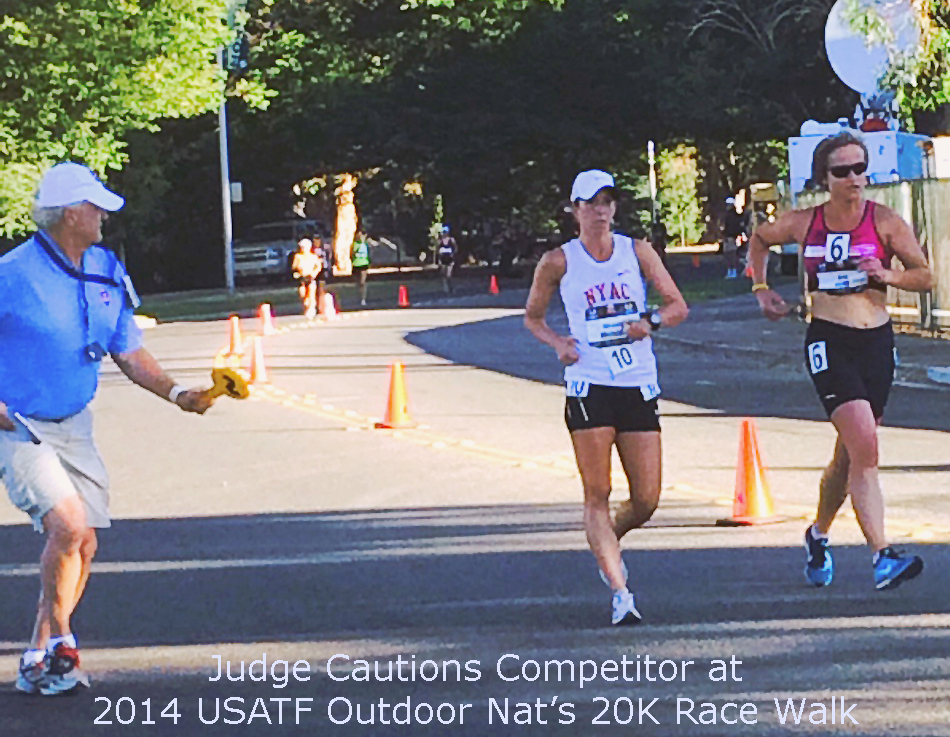Race Walk Judge cautions competitor 6